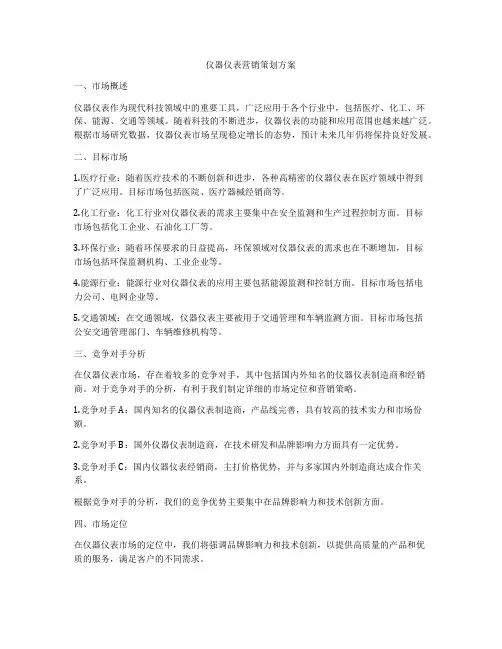 仪器仪表营销策划方案