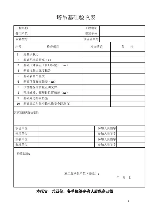 塔吊基础验收表
