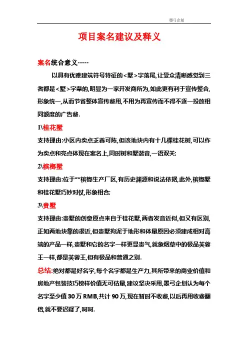 房地产项目案名建议
