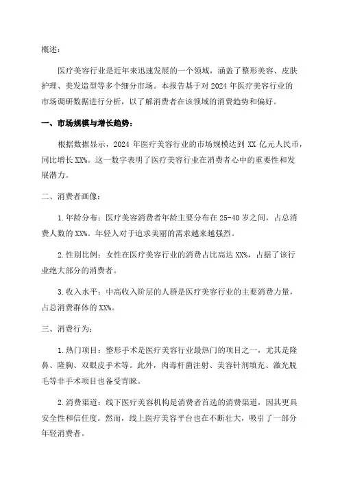 2024年医疗美容行业消费分析报告