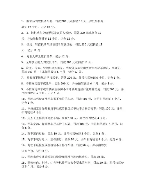 2022年最新的交通违章处罚新新条例