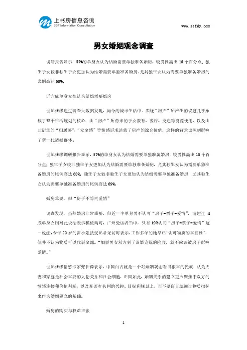 男女婚姻观念调查-上书房信息咨询
