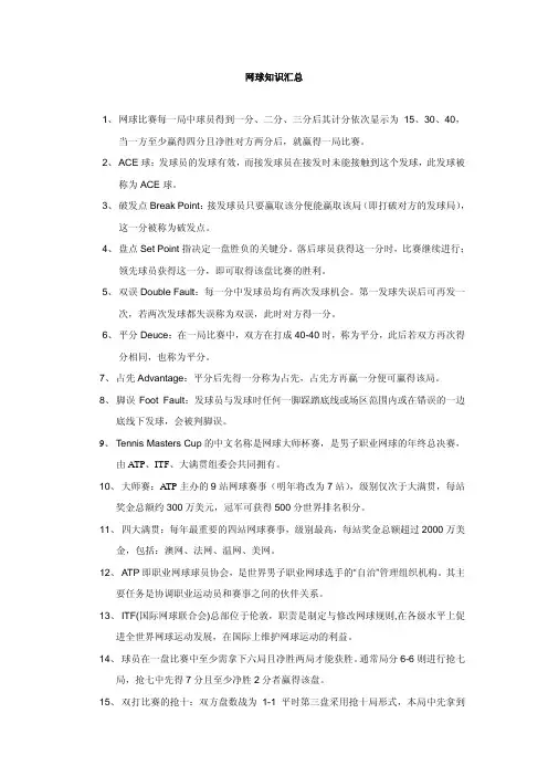 网球知识汇总