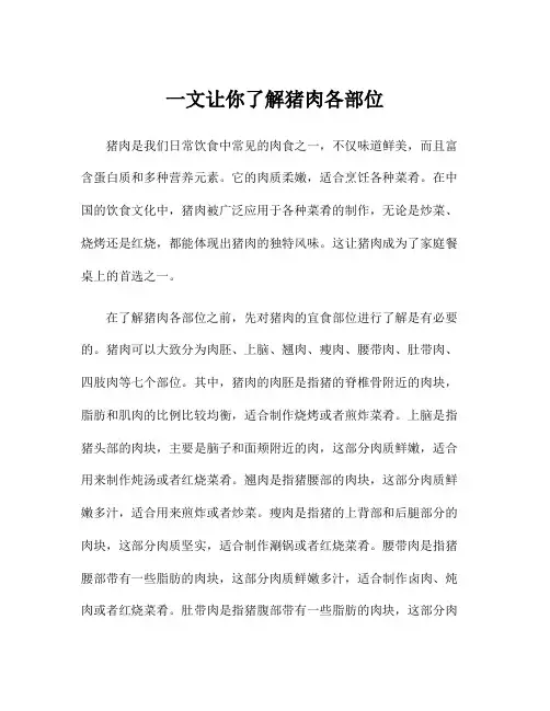 一文让你了解猪肉各部位