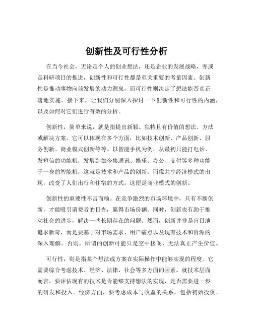 创新性及可行性分析