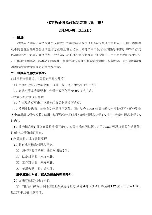 化学药品对照品标定方法