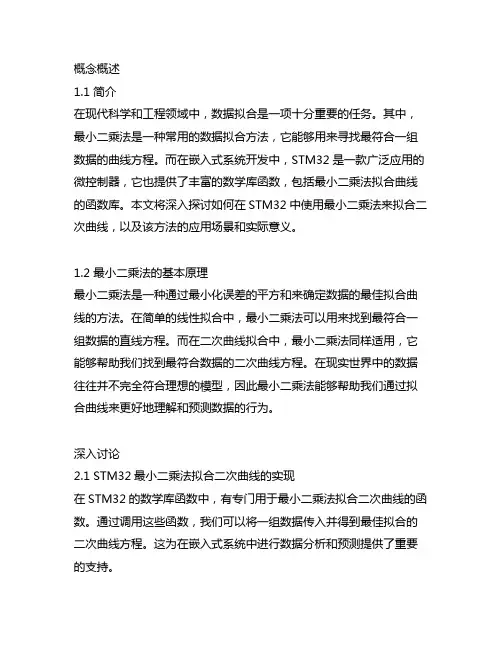 stm32最小二乘法拟合二次曲线
