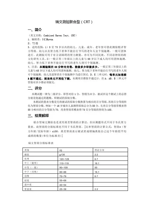 瑞文测验联合型