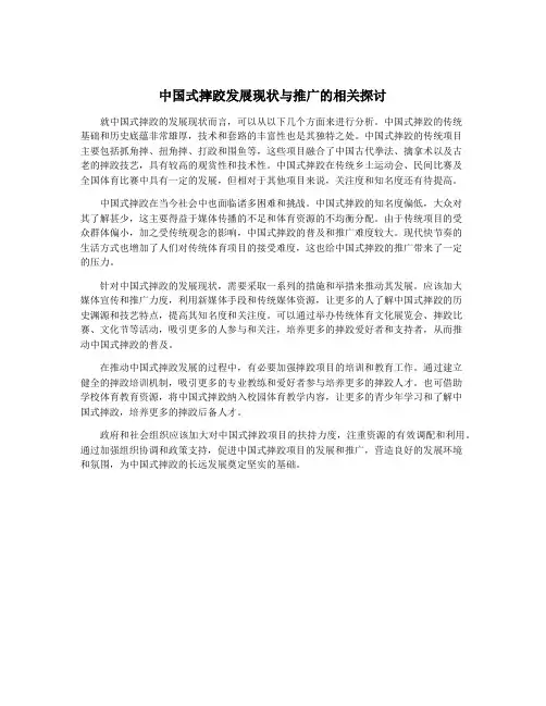 中国式摔跤发展现状与推广的相关探讨