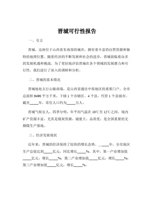 晋城可行性报告