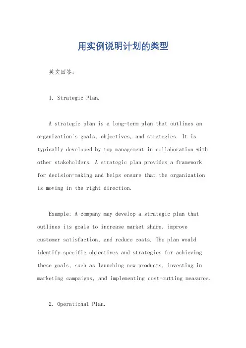 用实例说明计划的类型
