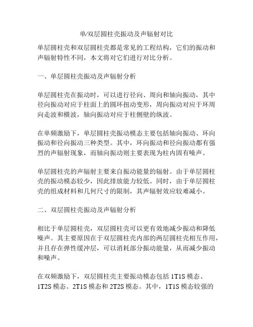 单∕双层圆柱壳振动及声辐射对比
