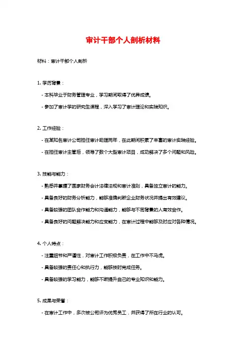 审计干部个人剖析材料