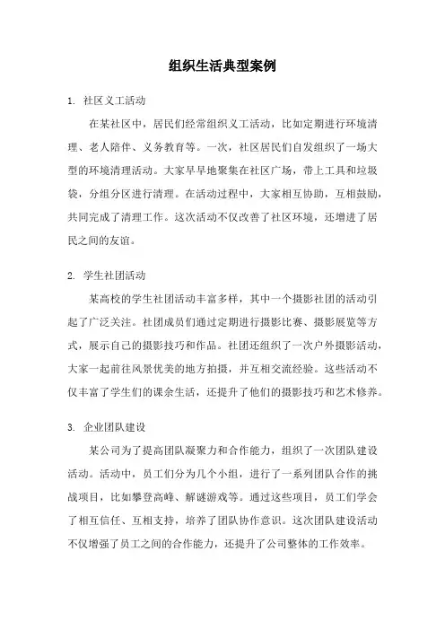 组织生活典型案例