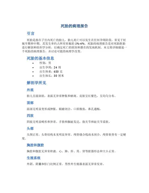 死胎的病理报告