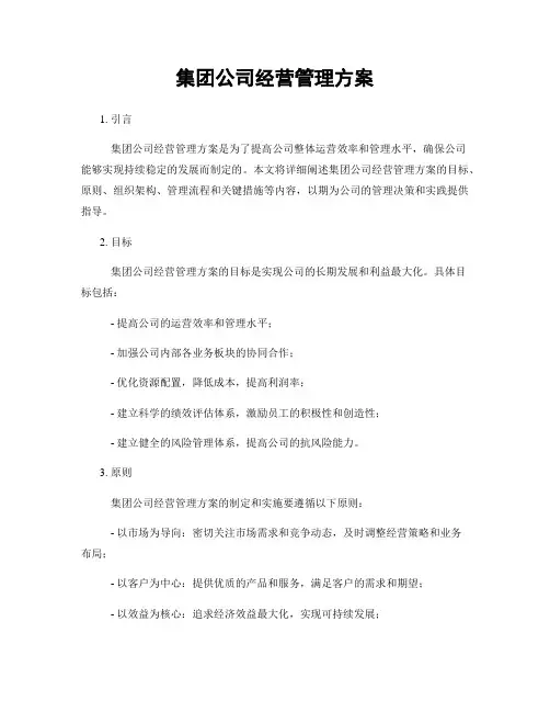 集团公司经营管理方案