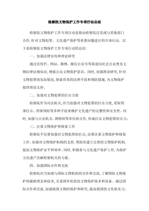 检察院文物保护工作专项行动总结