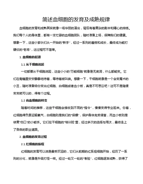 简述血细胞的发育及成熟规律