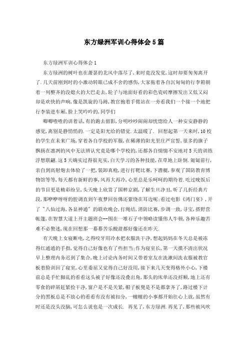 东方绿洲军训心得体会5篇