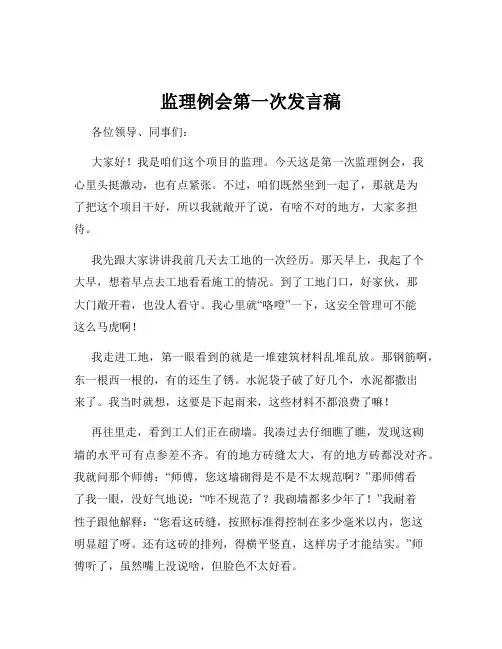 监理例会第一次发言稿