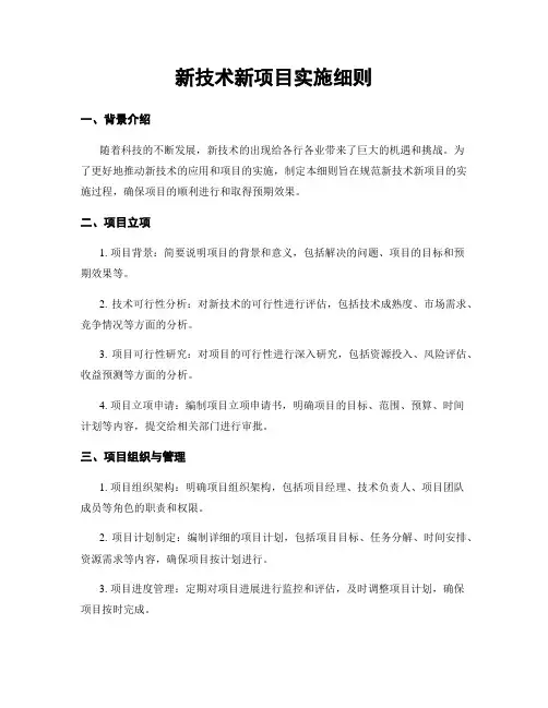 新技术新项目实施细则