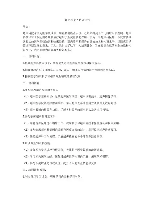 超声科个人培训计划