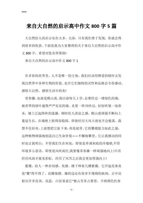 来自大自然的启示高中作文800字5篇