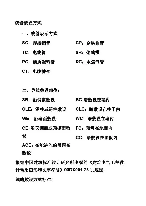 管线敷设及表示方式