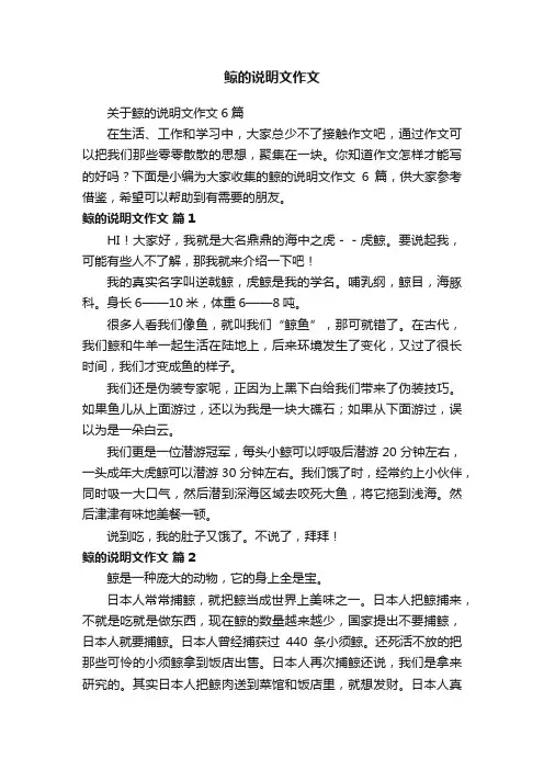 关于鲸的说明文作文6篇
