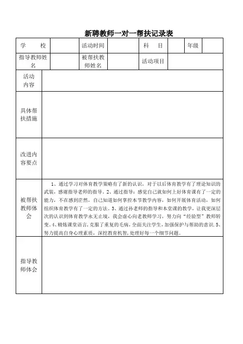 结对帮扶记录表
