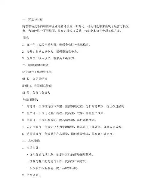 扭亏专项工作方案