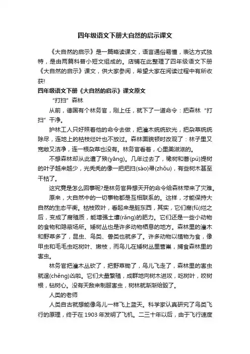 四年级语文下册大自然的启示课文