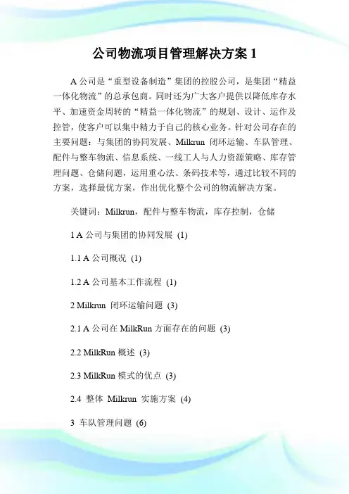公司物流项目管理解决方案完整篇.doc