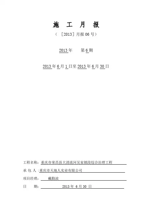 水利工程施工单位施工月报完整格式