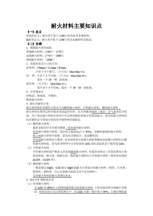耐火材料知识点