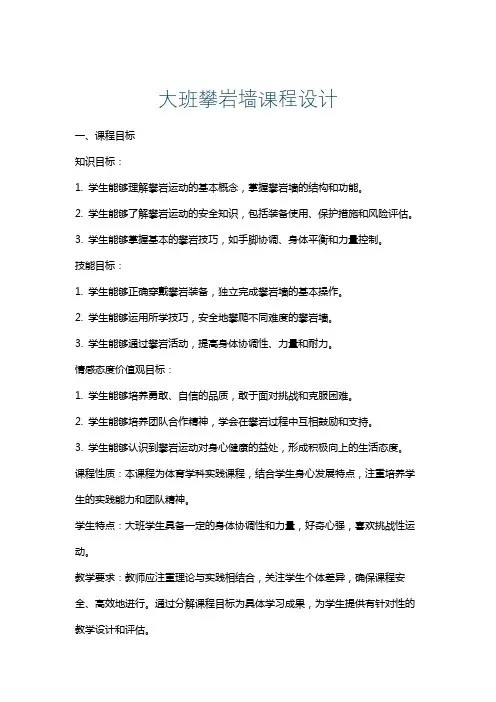 大班攀岩墙课程设计