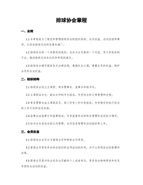 排球协会章程