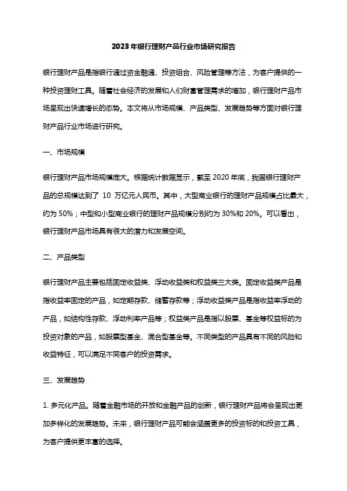 2023年银行理财产品行业市场研究报告