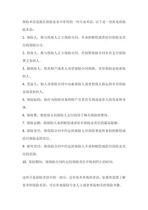 保险术语pdf