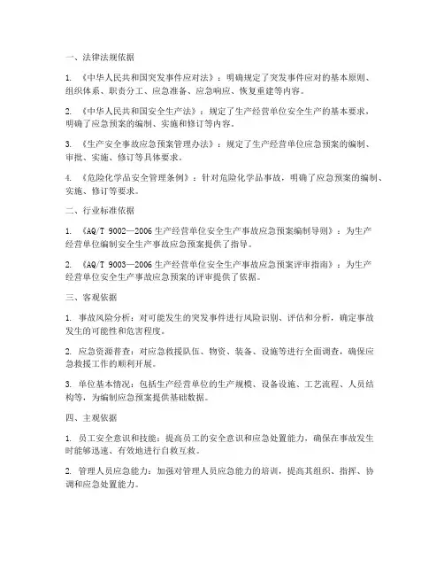 编制专项应急预案依据
