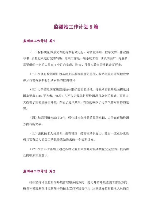 监测站工作计划5篇
