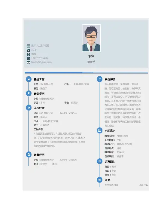 操盘手个人简历求职简历个人简历求职简历大学生优秀简历模板