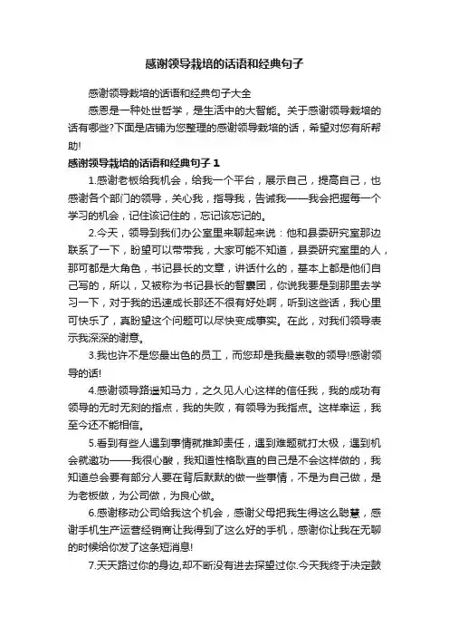 感谢领导栽培的话语和经典句子