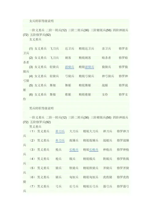 三国群英传OL兵种转职