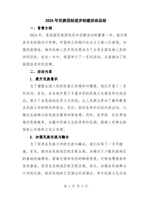 2024年民族团结进步创建活动总结