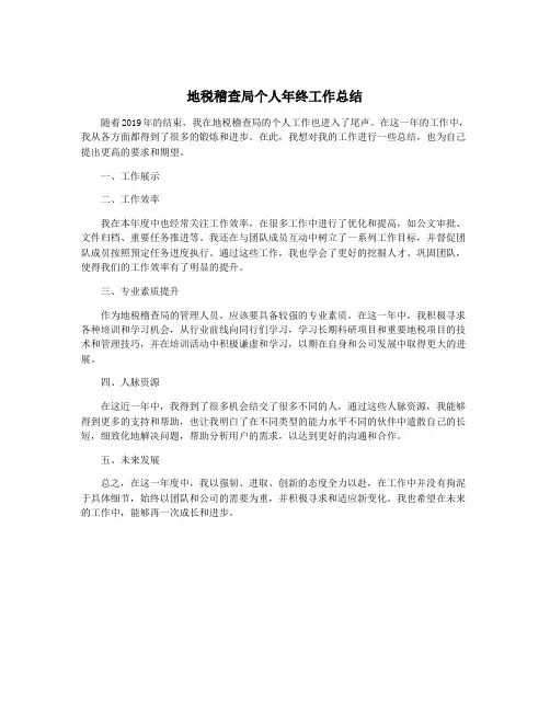 地税稽查局个人年终工作总结