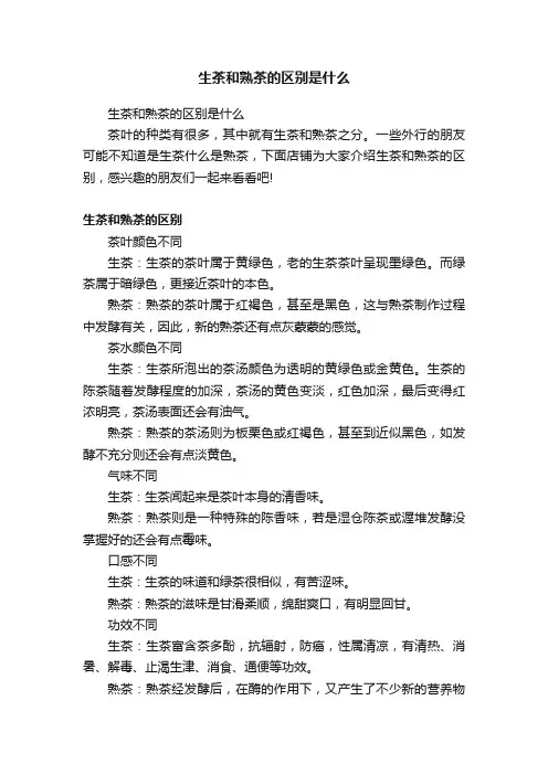 生茶和熟茶的区别是什么
