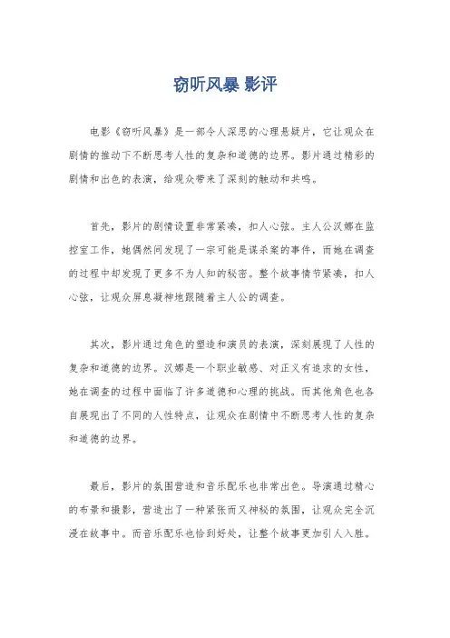 窃听风暴 影评