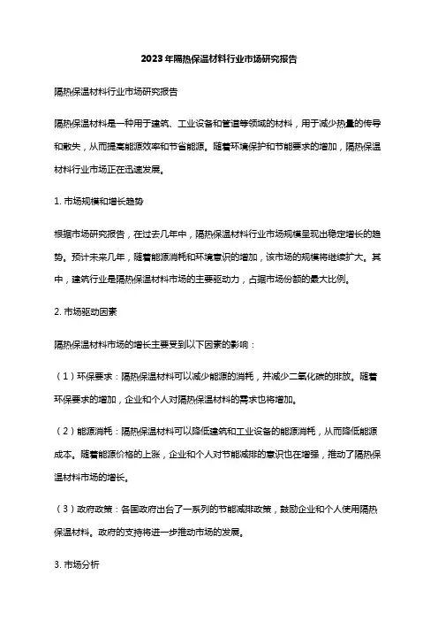 2023年隔热保温材料行业市场研究报告