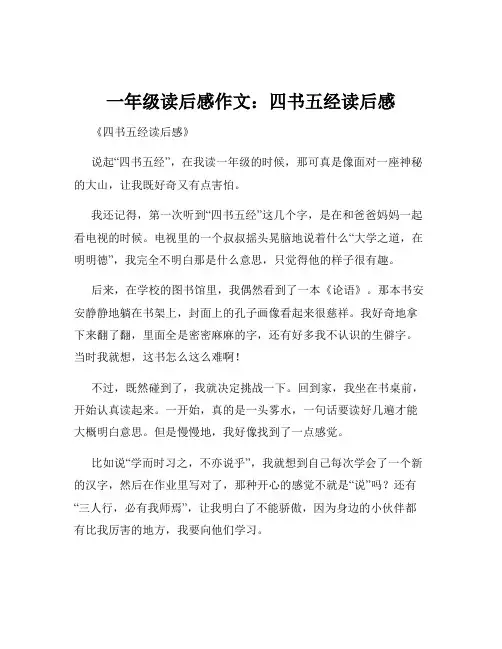 一年级读后感作文：四书五经读后感